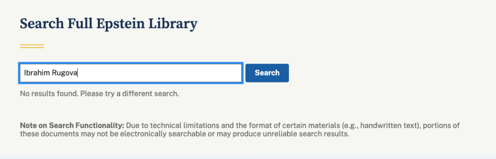 Former Albanian president Ibrahim Rugova is mentioned in the Epstein&nbsp;Files