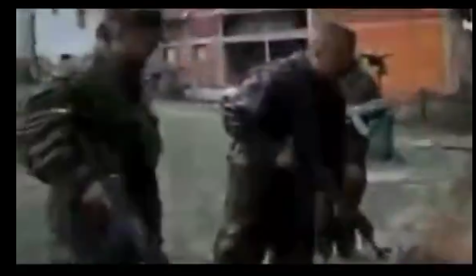 Serb soldiers harass Croatian civilians in the 1990s