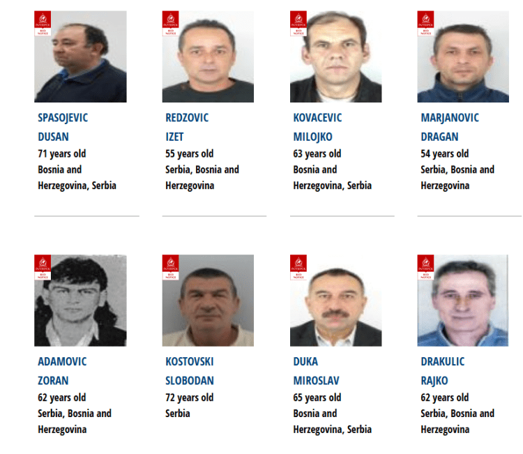 Who are the 18 Serbs wanted by INTERPOL for genocide, war crimes and murder?