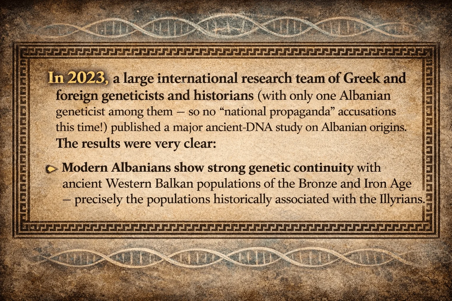 Genetic study by Greek and International scientists confirms the origins of the Albanians from the Ancient Illyrians