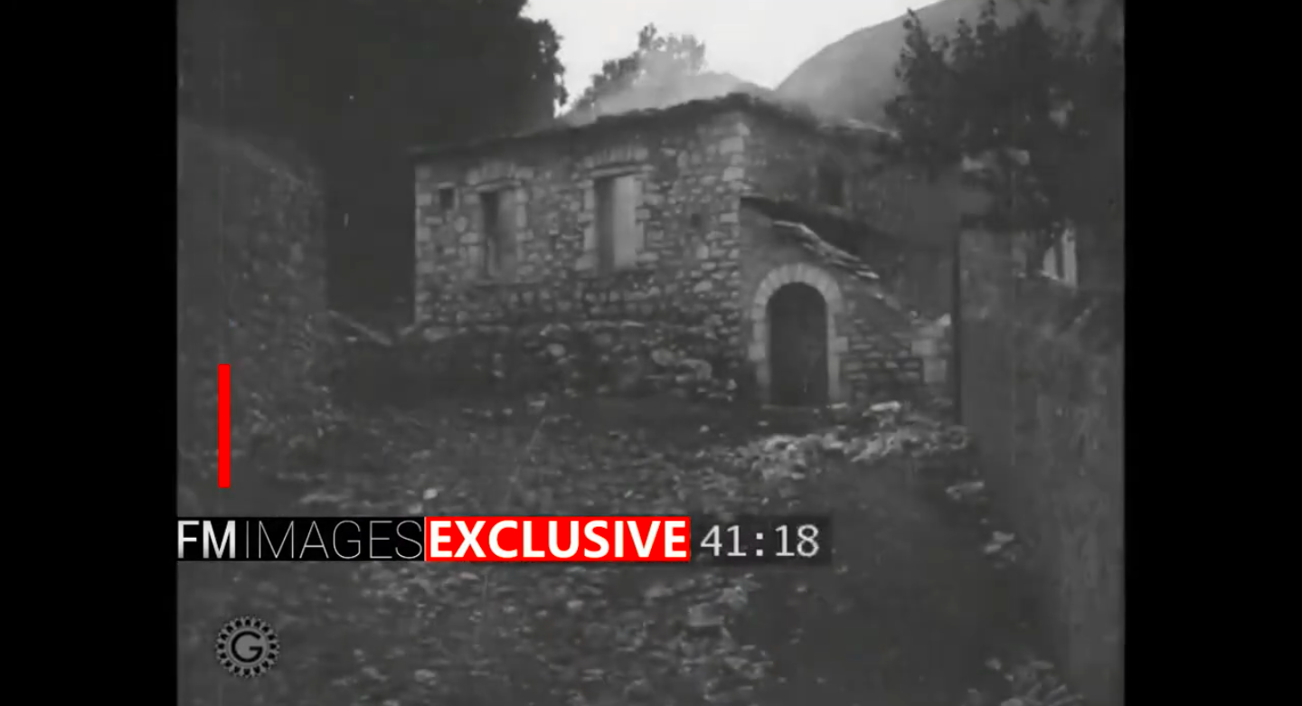 Serbian troops burn Albanian homes in Malësia in northern Albania in 1912 and record themselves doing it