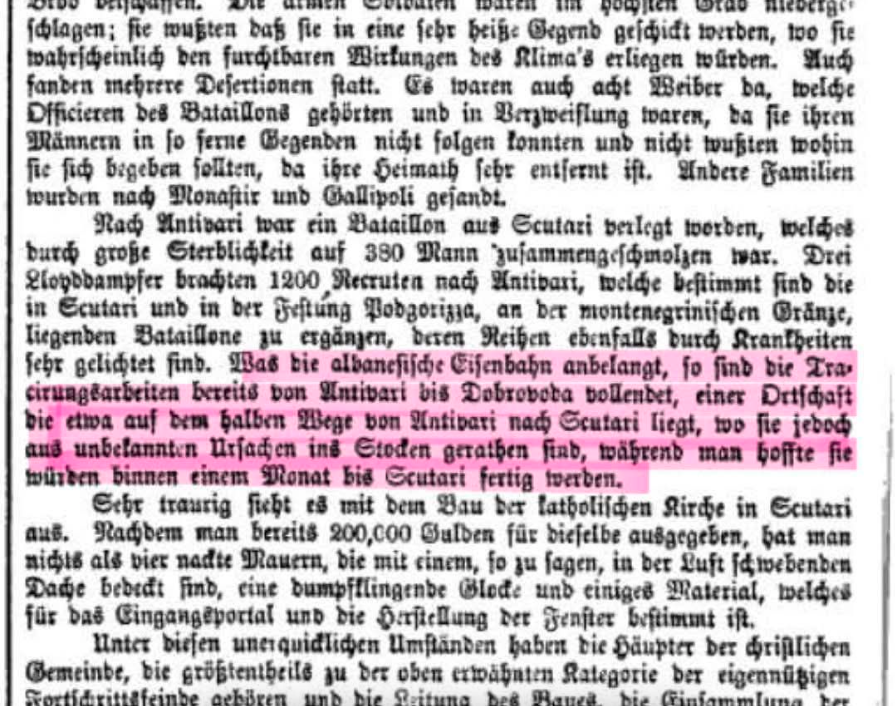 The Tivar – Shkodër Railway of 1873