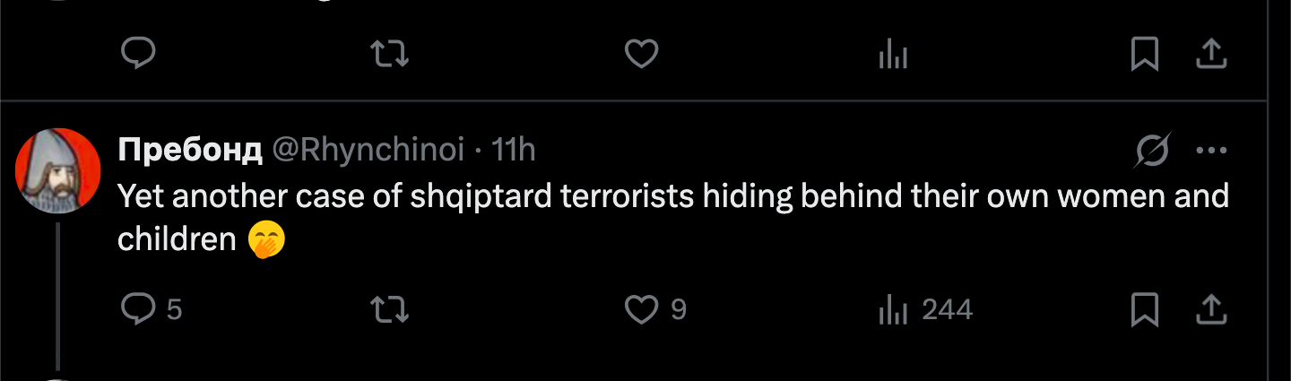 Serbian account on X glorifies the murder of a little baby