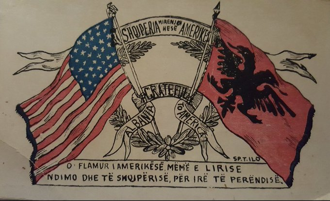 A 1920 postcard in honor of US President Woodrow Wilson & his support for the Albanian state after WWI