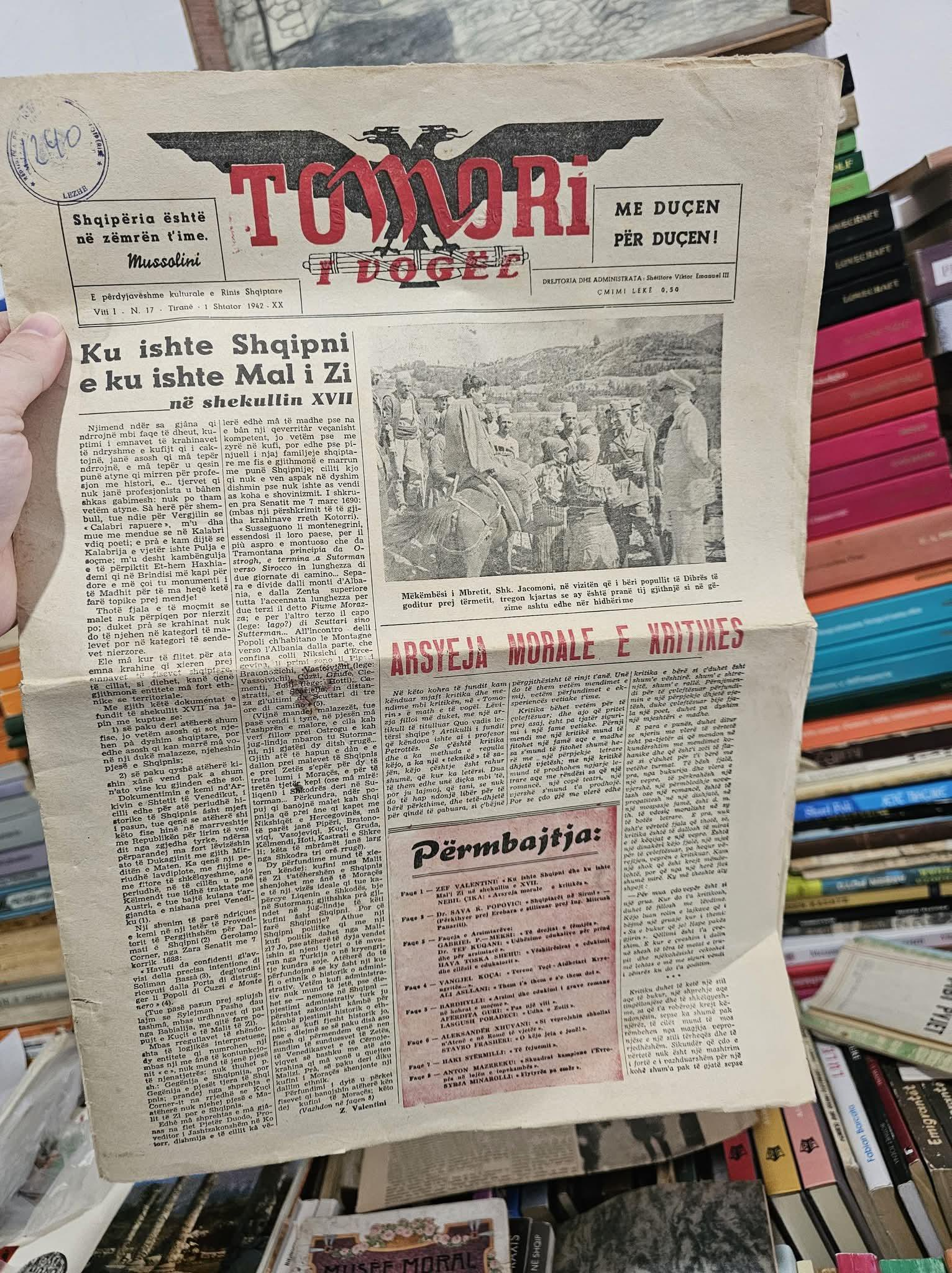 The Albanian newspaper of “Tomori i Vogël” (Little Tomor) from 1942