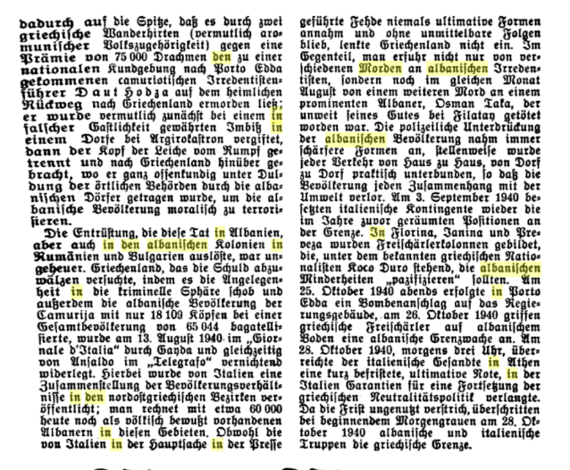 1940s book states that Greece, Epirus, Janina, Preveza, Arta, Paramythia, Filastan was inhabited by Albanians