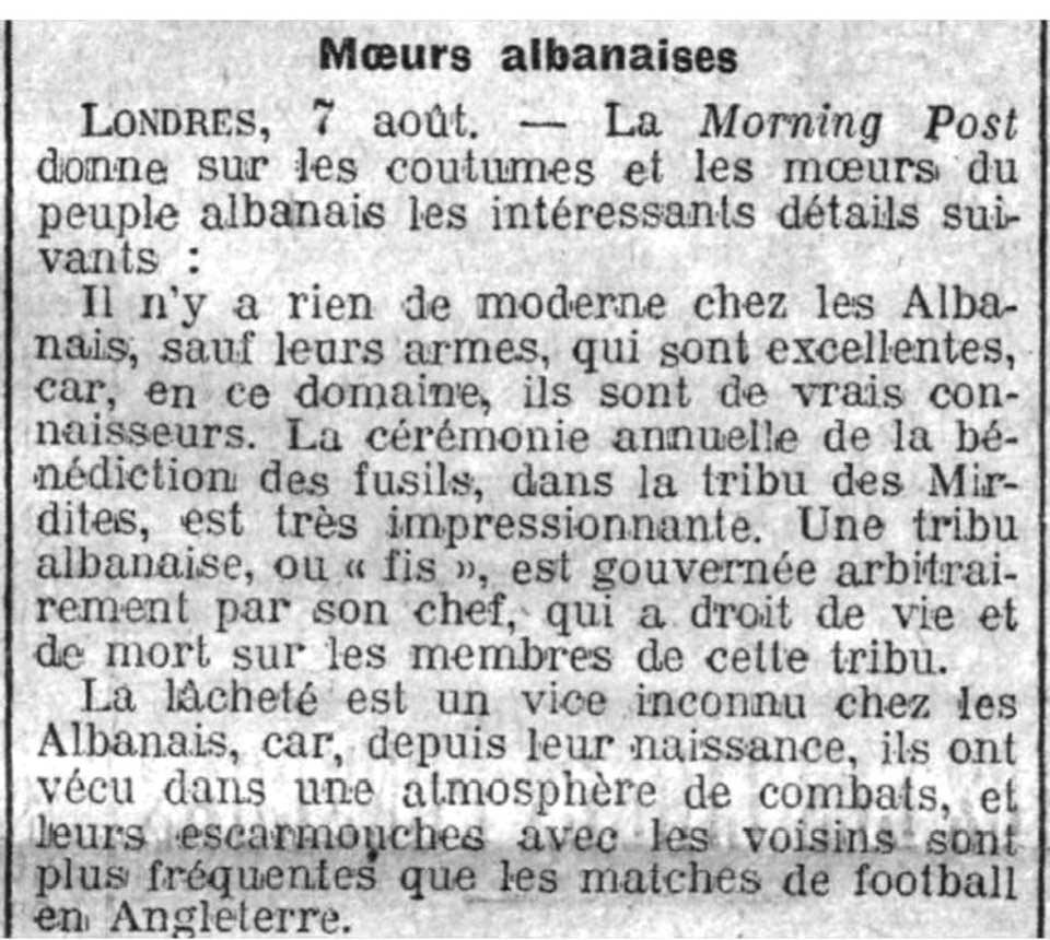 Nothing Modern but Their Weapons: A Glimpse into Albanian Life, 1912 – “Maeurs Albanaises”