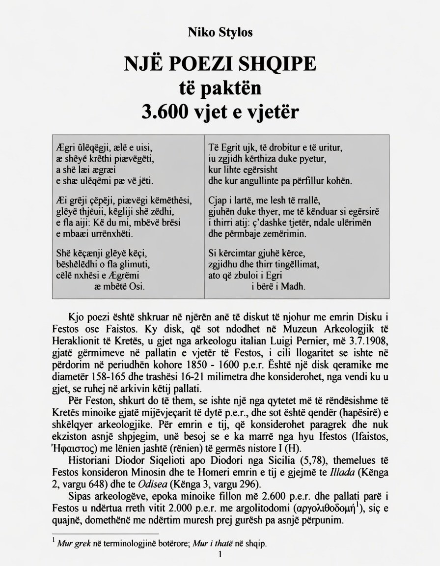 A 3,600 years old Albanian poem