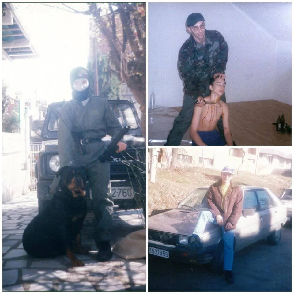 Serbian war criminal Goroljub Paunovic feeding body parts of Albanians to dogs