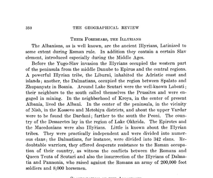 The Illyrian Origins of the Albanians: A 1918 Geographical Perspective