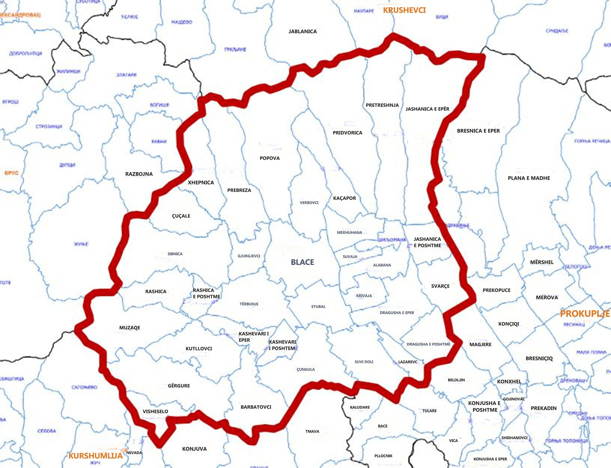 Albanian villages in Bllaca