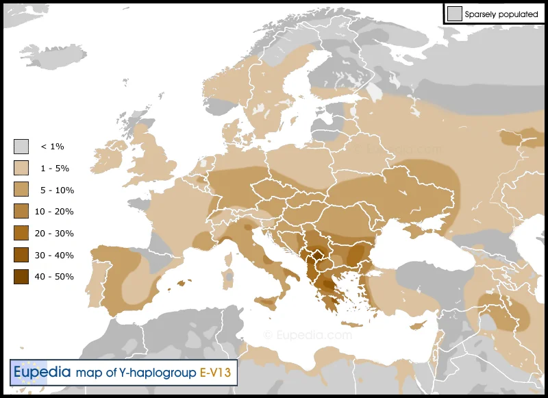 The Genetic Evidence of Albanian Origins in Southern Serbs and Montenegrins: The E-V13 Connection