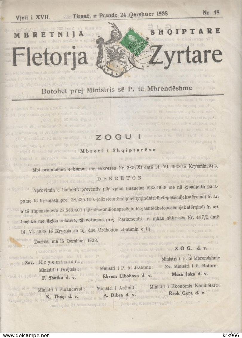 Daily Life and State-Building in Late 1930s Albania: Insights from the Official Gazette (1937–1938)
