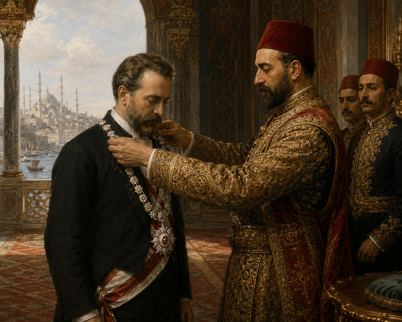 When the Serbian Prime Minister and Ipokrat Vladan Đorđević (Georgievich) received Grand Cordon of the Order of the Ottomans in Diamonds from the Sultan in 1897