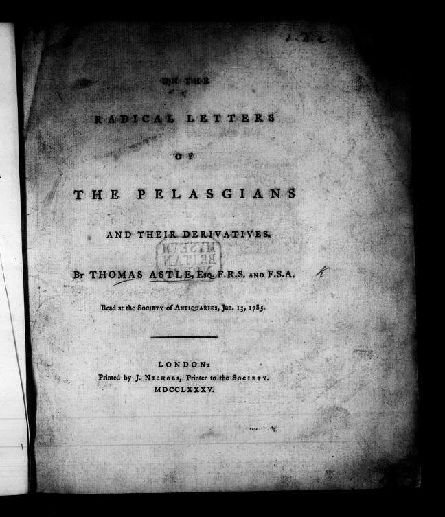 The Original Pelasgian Alphabet
