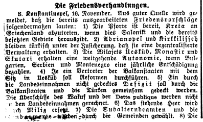 The Peace Negotiations between the Porte (Turkey) and the Balkan League in 1912