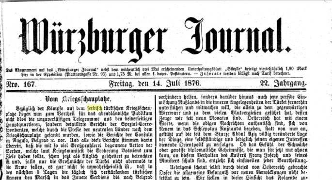 The Serbian attempt to invade Bosnia, faked telegrams of victory from Belgrad and chaotic wars with Milan in 1876