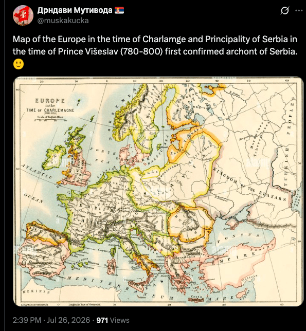 Debunked: The Overstated Claim of an Early Serbian Principality Under Prince Višeslav on a Charlemagne Map