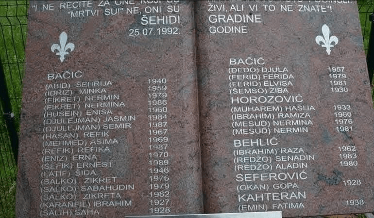 The Serbian massacre in Zecovi near Prijedor where 69 Bosniaks were murdered in July 1992
