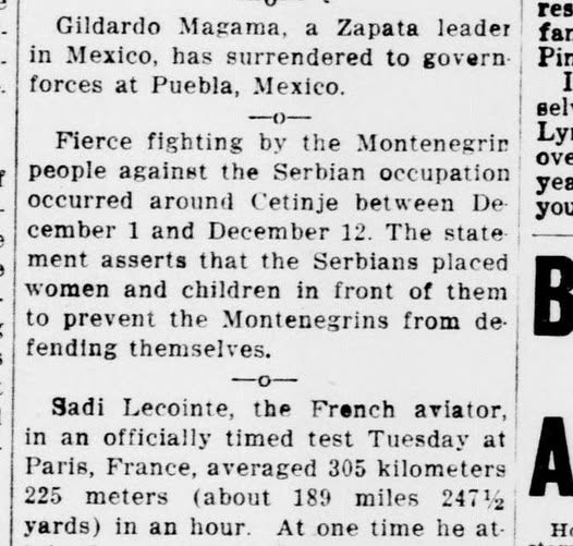 When Serbian troops placed women and children in front of them to prevent the Montenegrins from defending themselves in 1919