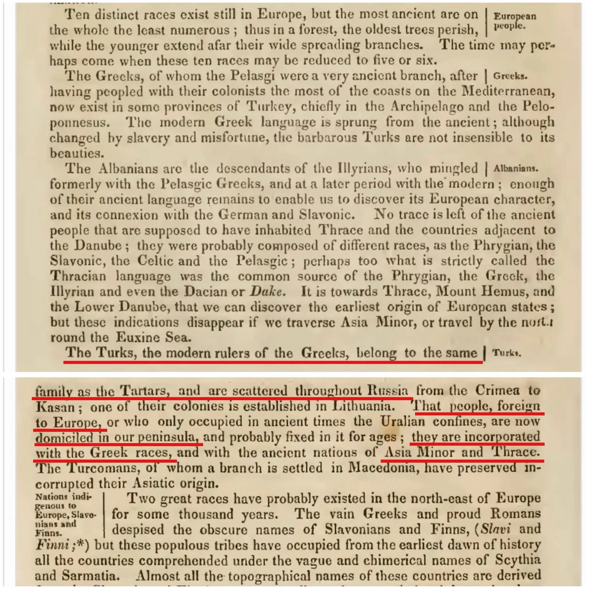 Book from 1828 states that Turks, Greeks and Tartars belong to the same family