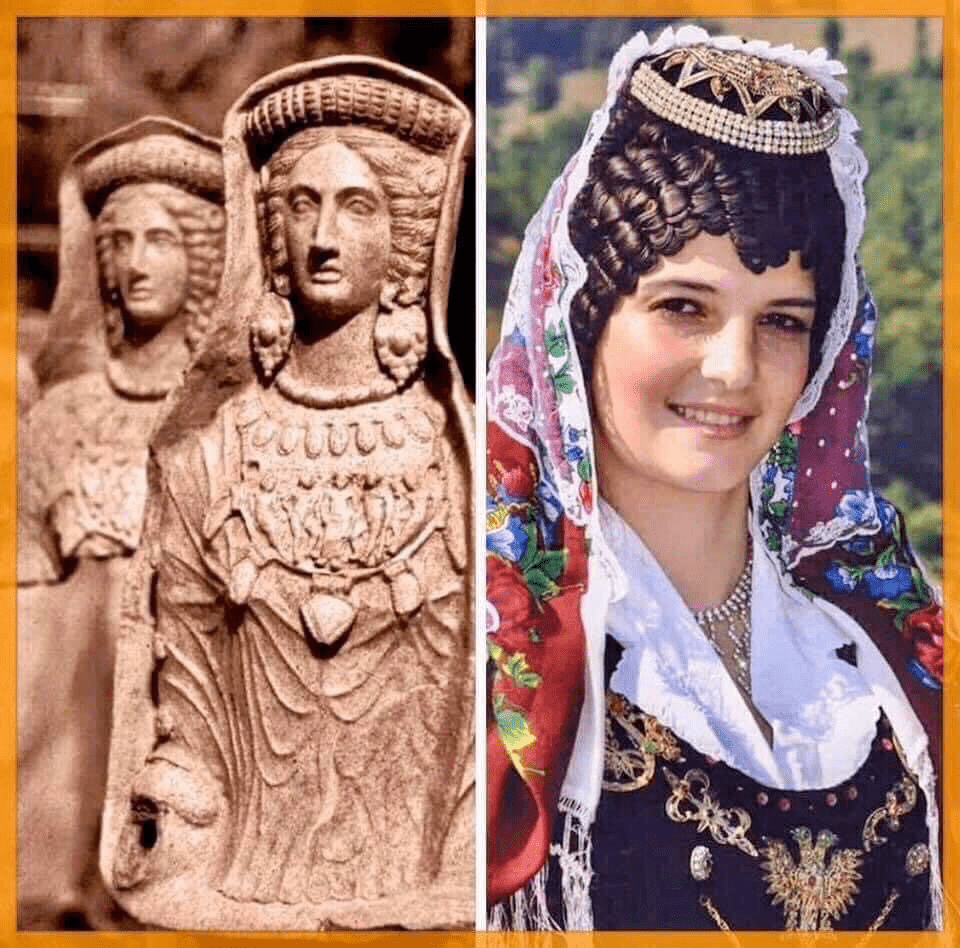 The similarity of the Etruscan woman to the Albanian woman of today