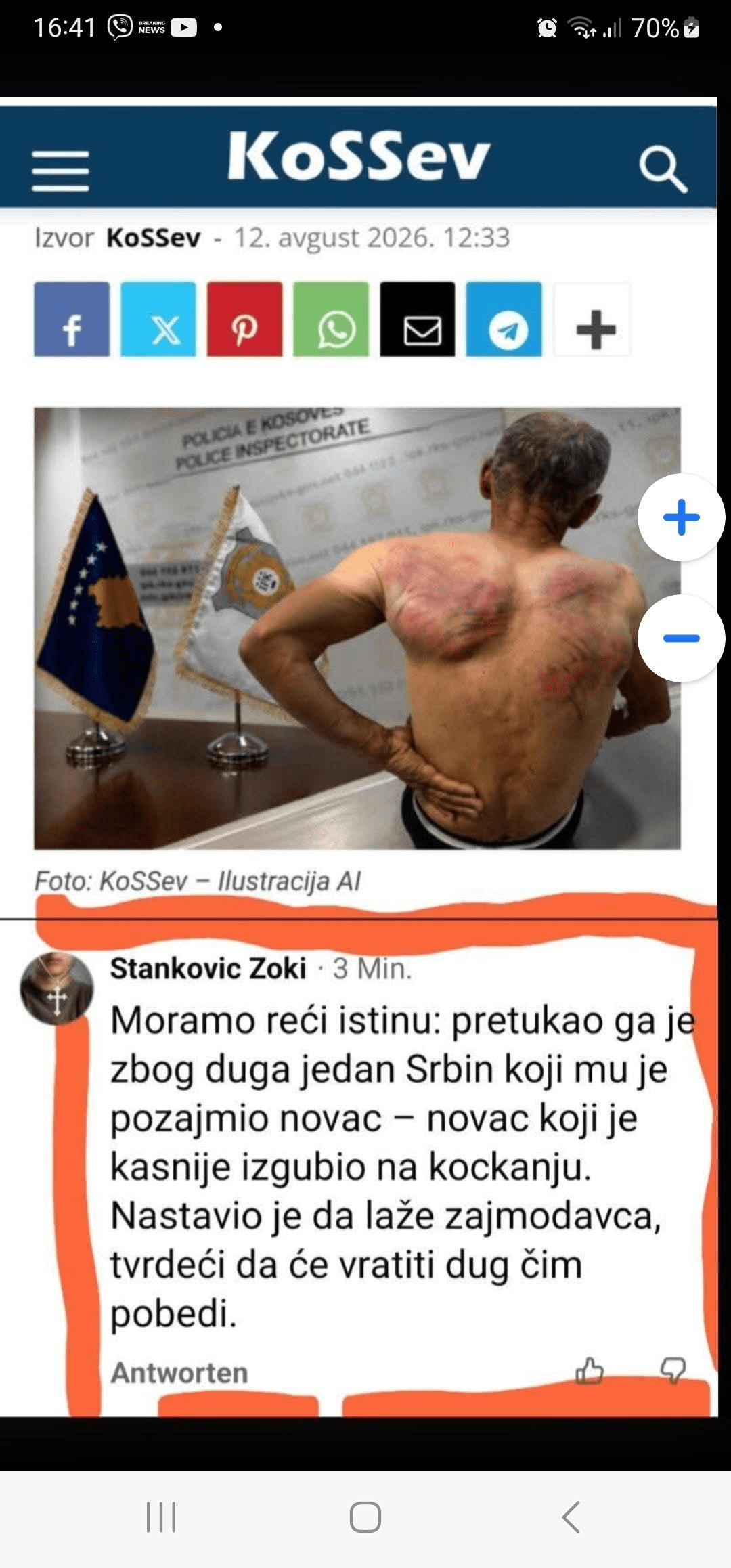 Questioning if Nenad Rašković was actually assaulted by another Serb over an unpaid debt?