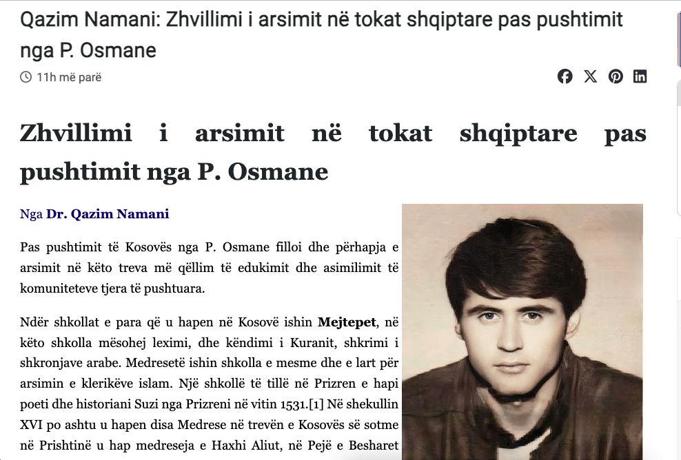 The development of education in Albanian lands after the conquest by the Ottoman Empire