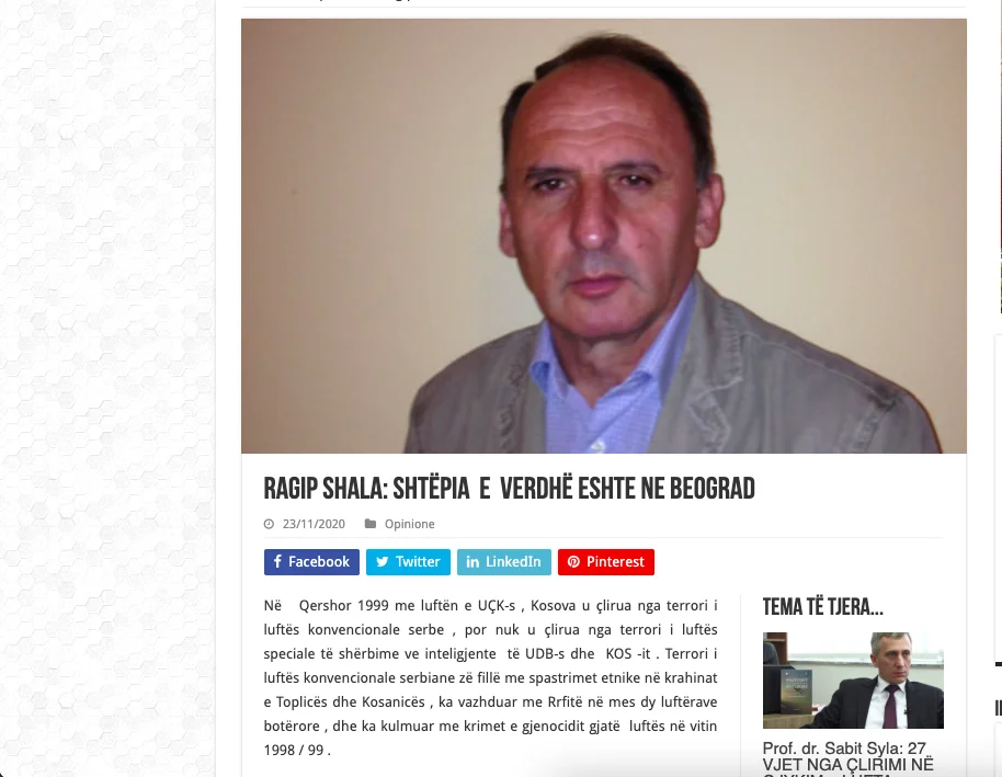 Ragip Shala: The Yellow House of Slaughter is located in Belgrad