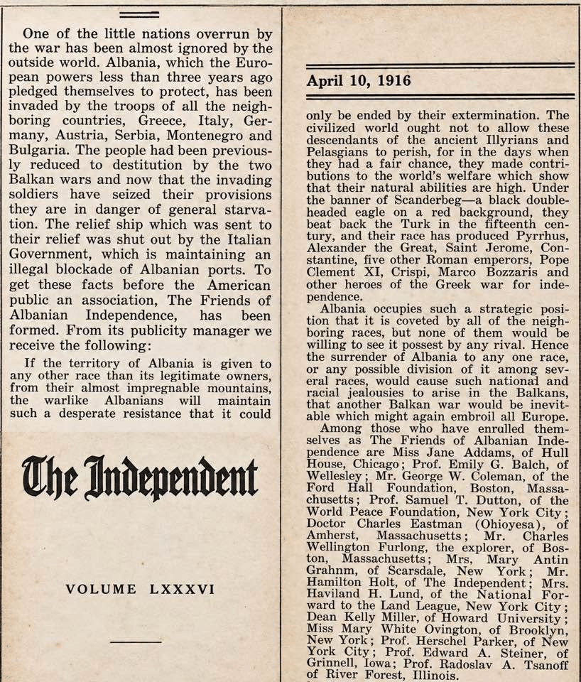 The Friends of Albanias Independence Who Opposed the invasion and occupation in 1916