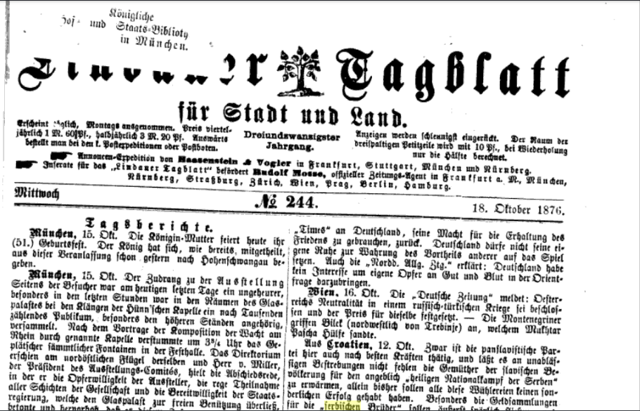 German newspaper: Serbian Pan-Slavism was weak and Serbs behaved just like Turkish Bashi-bazouks in 1876