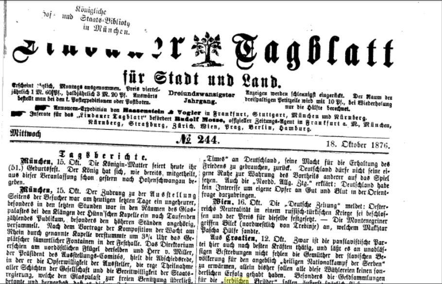 German newspaper: Serbian Pan-Slavism was weak and Serbs behaved just like Turkish Bashi-bazouks in 1876