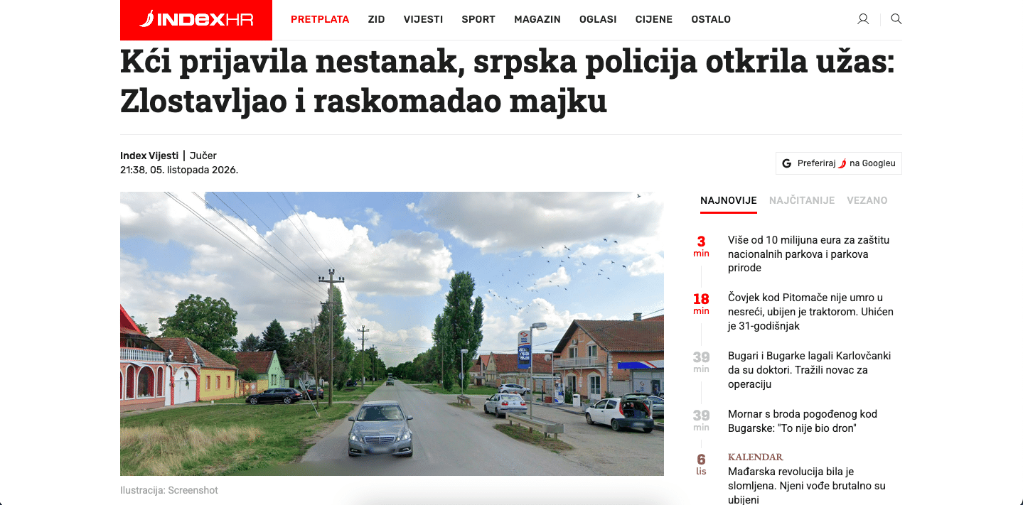 Daughter reported her missing, Serbian police uncover horror: He abused and dismembered his mother