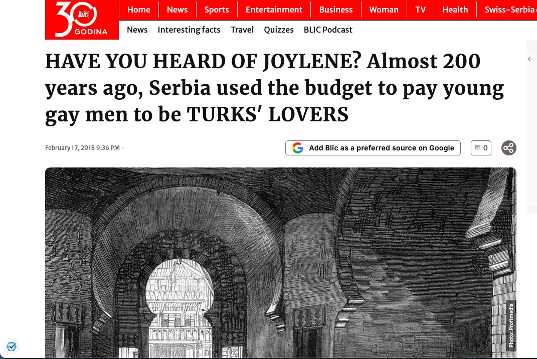 How Serbia payed young gay men to be the lovers of wealthy Turkish officials for 200 years